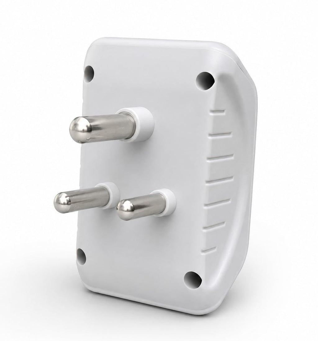 6A 3 Pin Multi Plug Socket Travel Adapter with Universal Socket, 3 Pin Multi Plug Extension Socket (White - PK2)