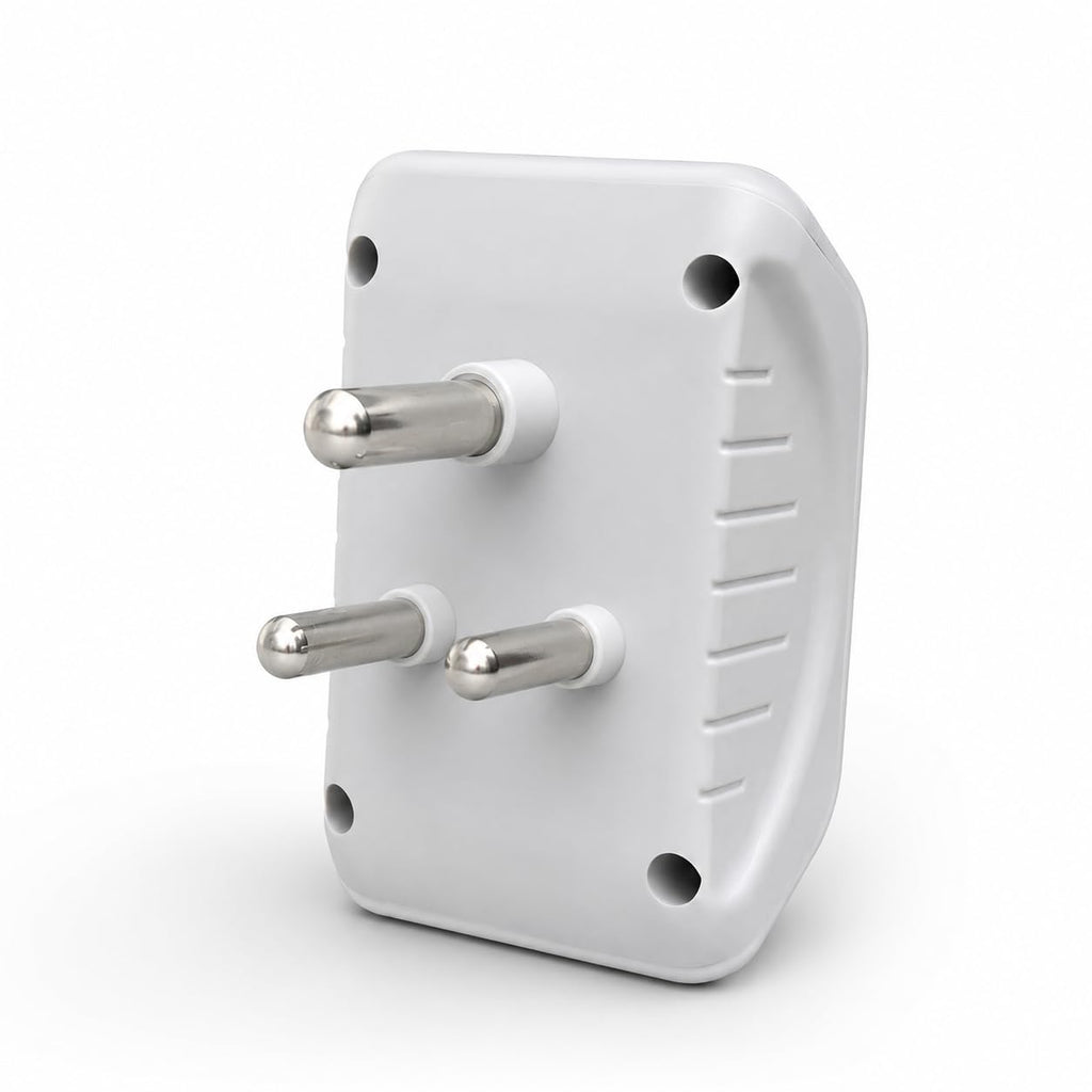 6A 3 Pin Multi Plug Socket Travel Adapter with Universal Socket, 3 Pin Multi Plug Extension Socket (White - PK2)