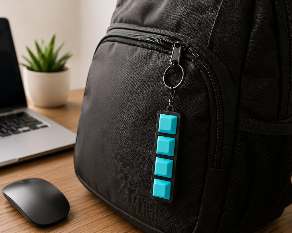 Mechanical Keychain Fidget Toy with Gateron Blue 3 Switches