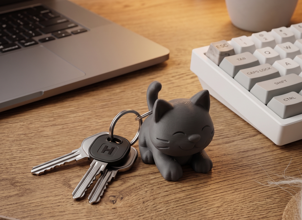 Smiling Cat Keychain – 3D Printed