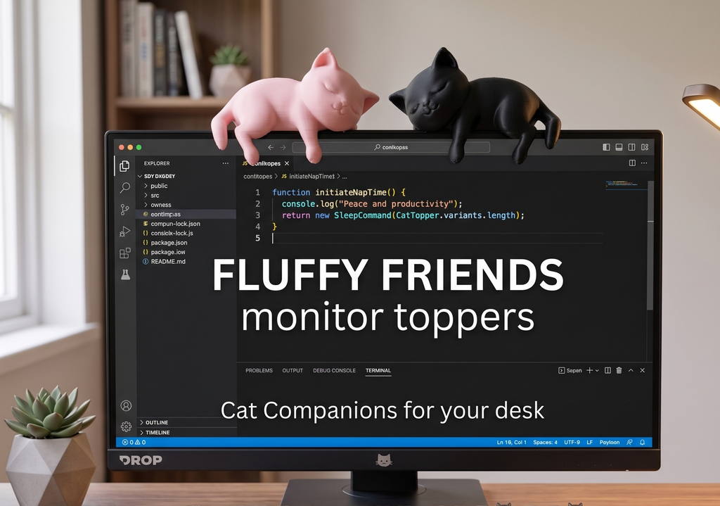 Sleeping Cat Monitor Topper – 3D Printed