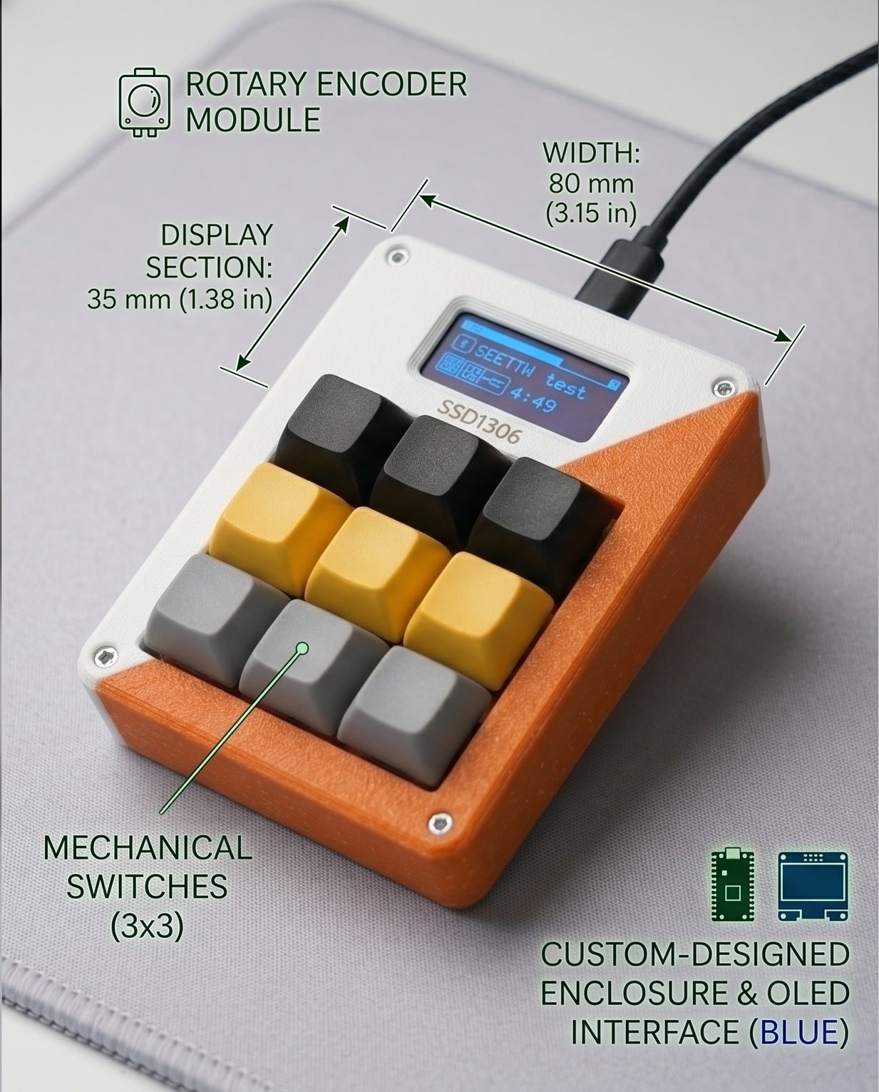 PicoPad 3×3 Macro Keyboard - Customizable